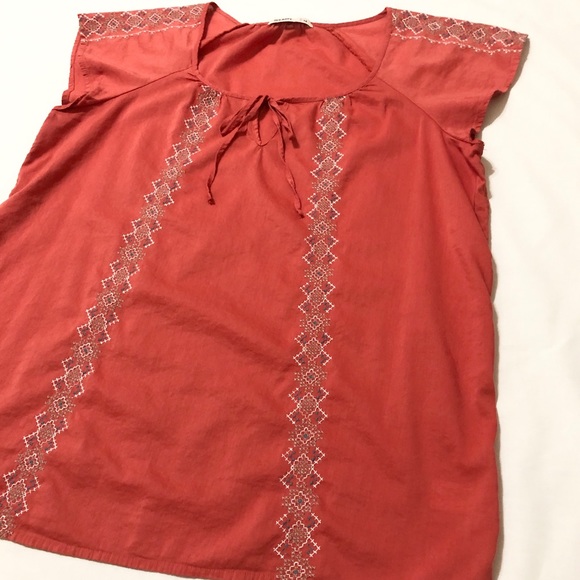 Old Navy Women’s S/S Orange Boho Peasant Top with Embroidery and Neck Ties - M - Picture 9 of 16